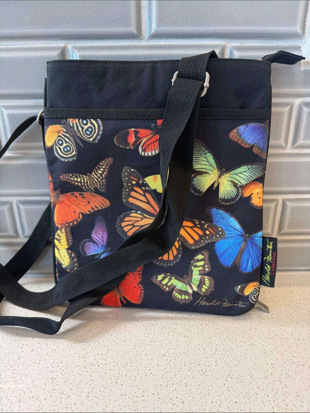 Harold Feinstein Butterfly Print Crossbody Bag - Black